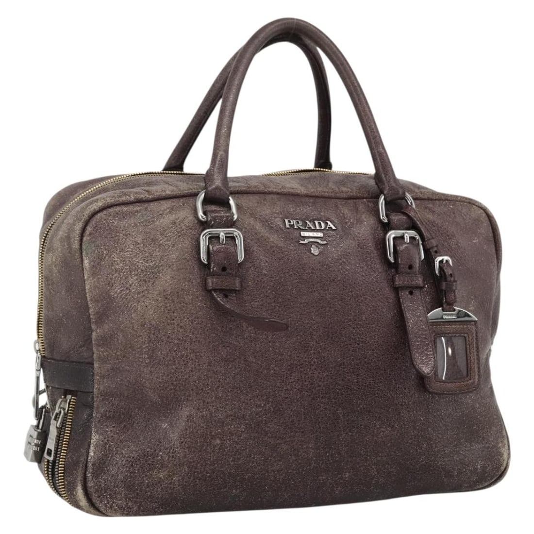 Prada Purple Leather Women's Handbag with Silver Hardware and Accessories: Prada Purple Leather Women's Handbag with Silver Hardware and Accessories This Prada handbag features a purple leather exterior with gold-tone details and silver accents. Designed for women, it offers