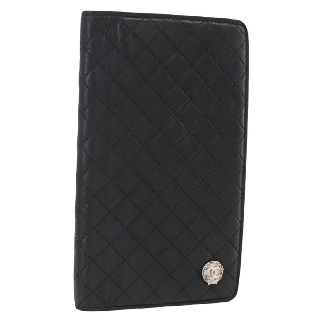 CHANEL CC Matelasse Lamb Skin Long Wallet Black Italy: CHANEL CC Matelasse Lamb Skin Long Wallet Black Italy Black CHANEL Matelasse long wallet made from lamb skin, made in Italy. It comes with a dust bag and item box. The wallet shows heavy use with rubb