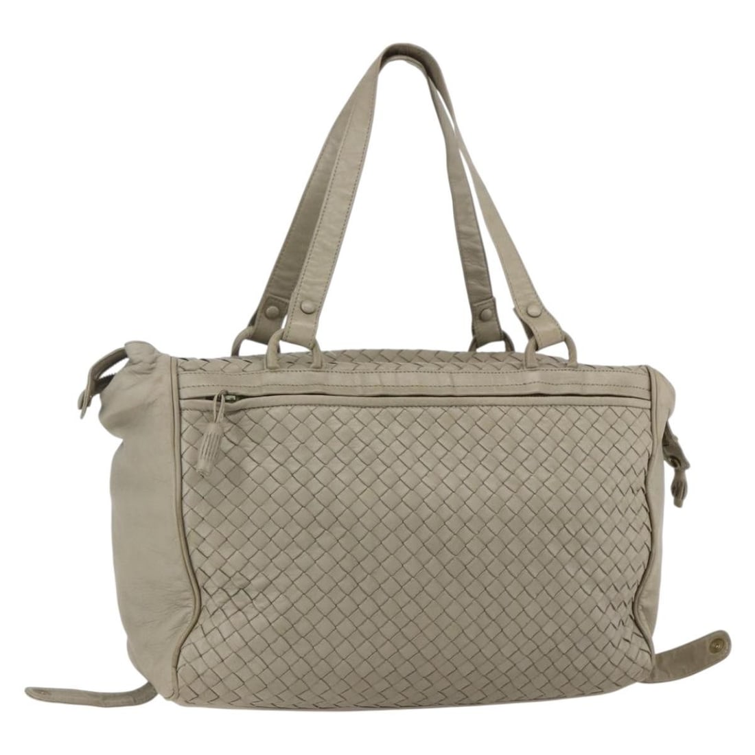 Bottega Veneta Intrecciato Beige Gold Leather Hand Bag Italy: Bottega Veneta Intrecciato Beige Gold Leather Hand Bag Italy Beige and gold leather hand bag in Intrecciato style, made in Italy. The item is described as heavily used, with visible wear including los
