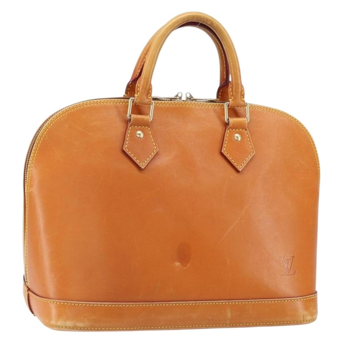 Louis Vuitton Alma Beige Nomade Leather Handbag M85000: Louis Vuitton Alma Beige Nomade Leather Handbag M85000 Louis Vuitton Alma handbag in beige Nomade leather, made in France. This item is identified with product number M85000 and serial number FL0046. 