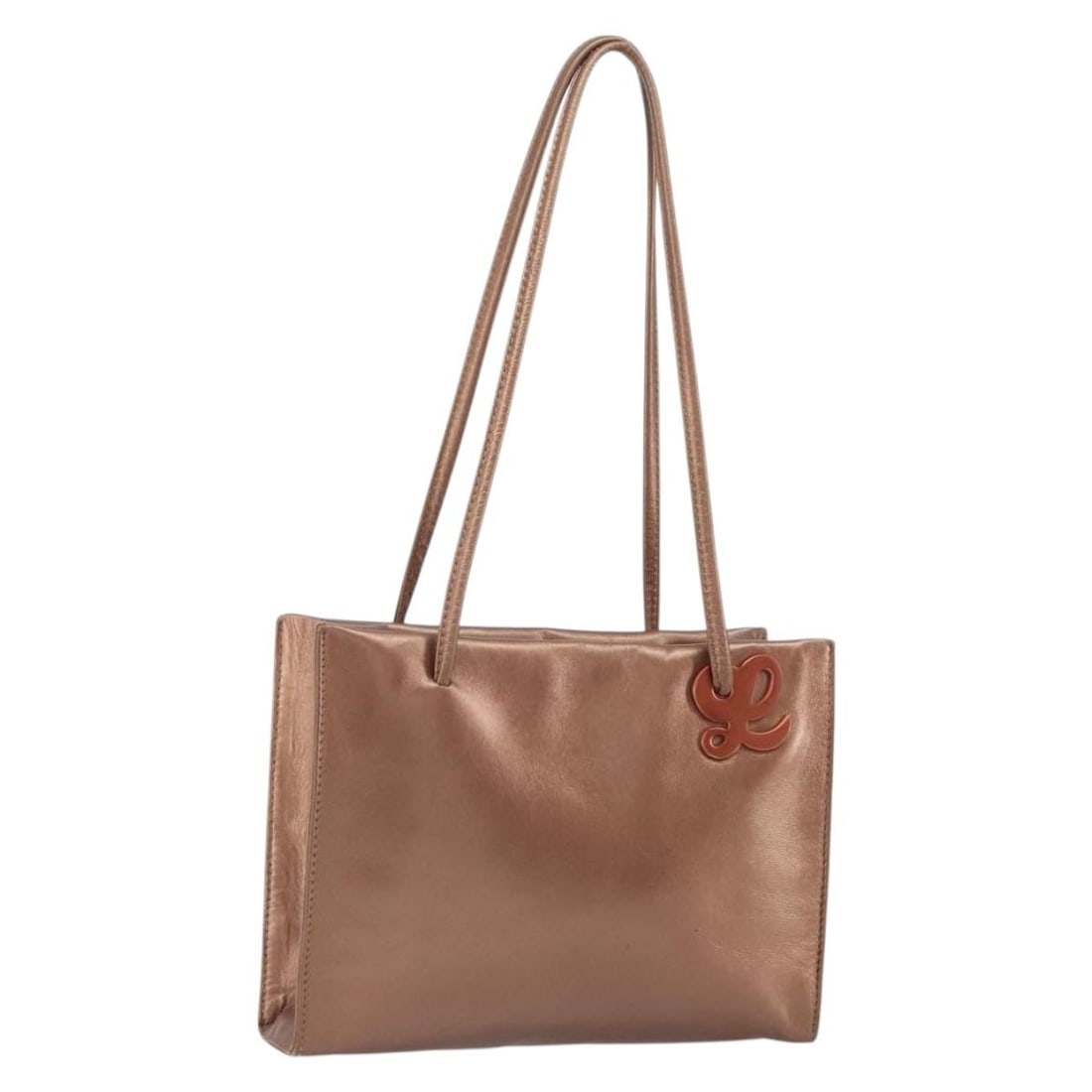LOEWE Leather Shoulder Bag Brown with Gold Tone Hardware: LOEWE Leather Shoulder Bag Brown with Gold Tone Hardware Authentic LOEWE shoulder bag in brown leather with gold-tone detailing. This women's bag is a heavily used piece with visible wear throughout, 