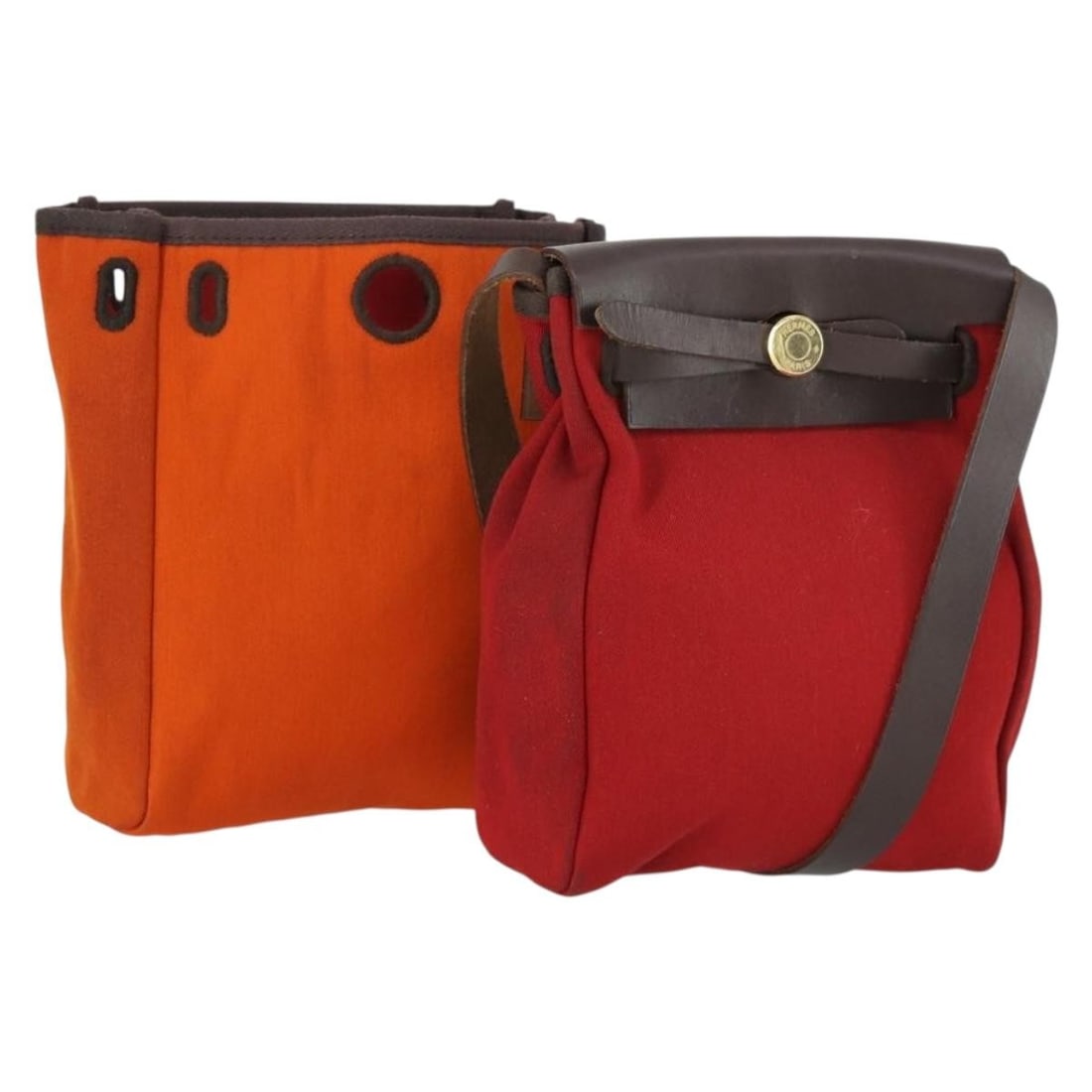 HERMES Her Bag TPM Red Canvas Womens Shoulder Bag: HERMES Her Bag TPM Red Canvas Womens Shoulder Bag Hermes Her Bag TPM shoulder bag in red canvas, made in France. This women's shoulder bag measures approximately 5.7 x 7.3 x 2.4 inches with a shoulder