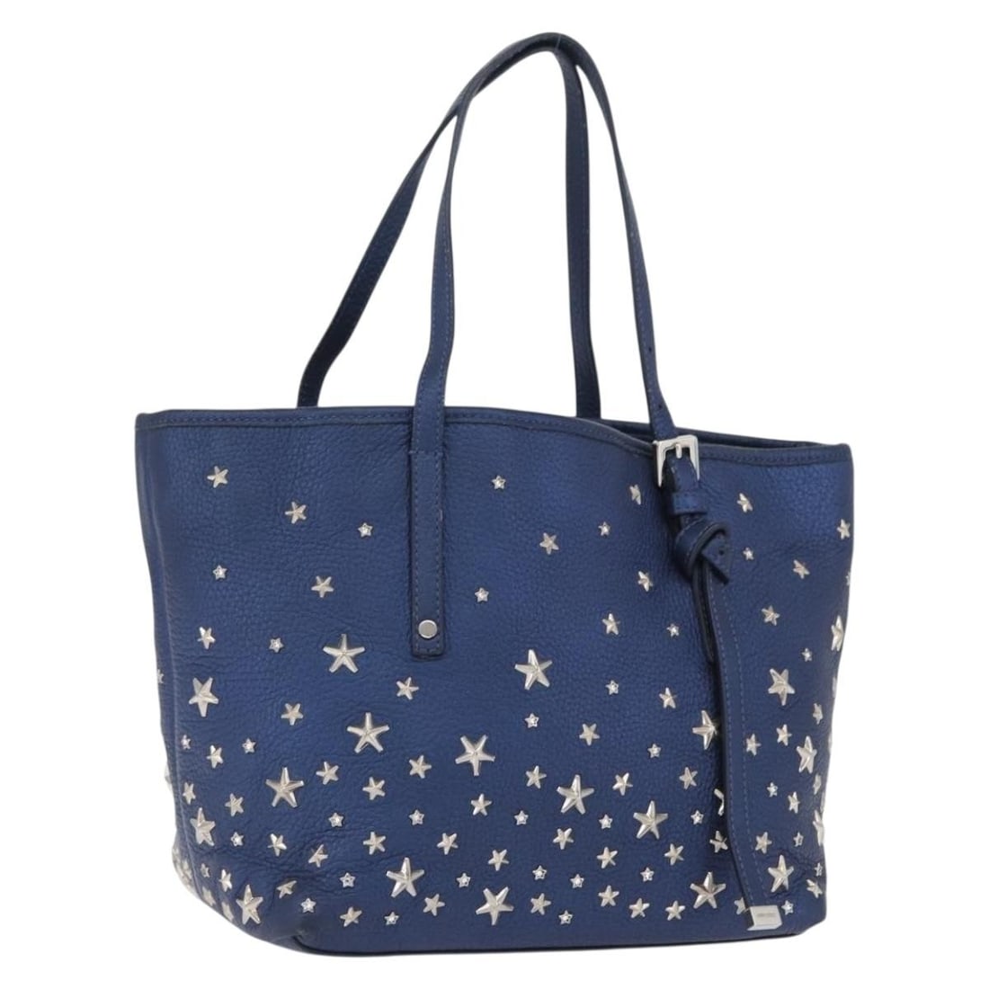 Jimmy Choo Blue Silver Leather Tote Bag for Women Made in Italy: Jimmy Choo Blue Silver Leather Tote Bag for Women Made in Italy This Jimmy Choo tote bag features a blue and silver leather exterior, designed for women. Made in Italy, the bag has a structured silhou