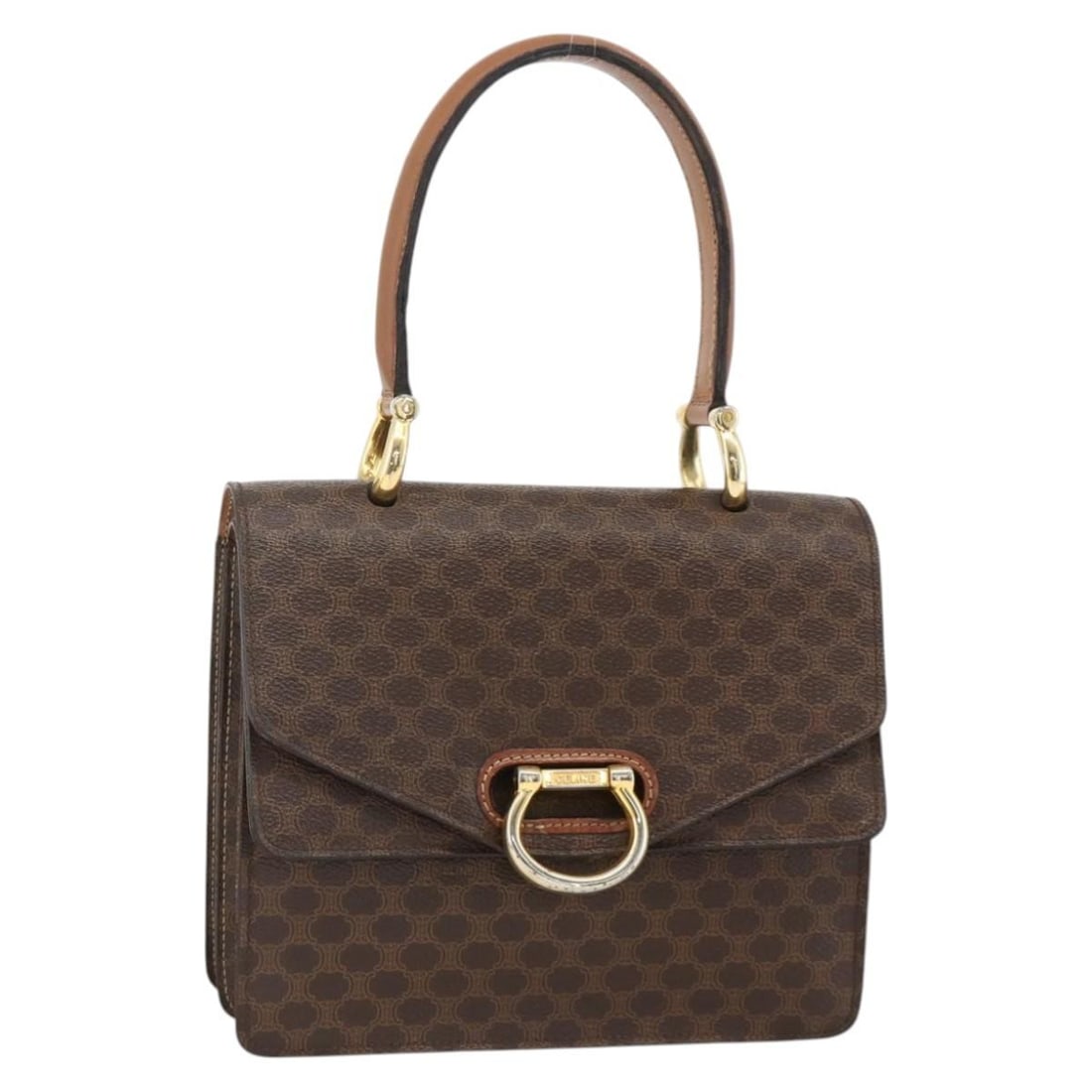 Celine Macadam Brown PVC Leather Handbag with Gold Tone Details (1 of 18)