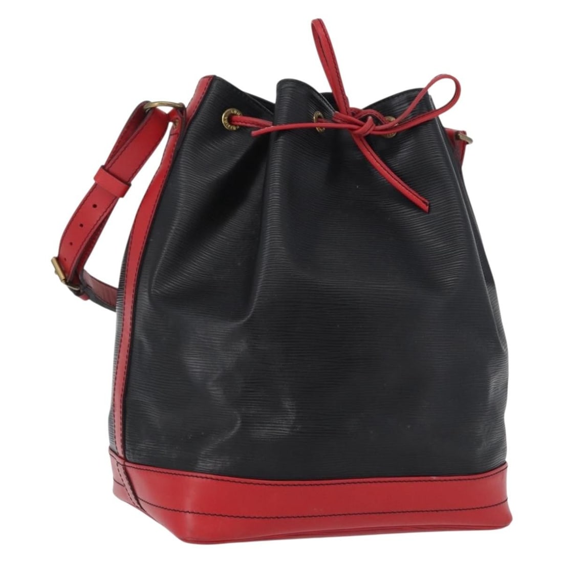 Louis Vuitton M44017 Noe Shoulder Bag in Black Red Epi Leather: Louis Vuitton M44017 Noe Shoulder Bag in Black Red Epi Leather Louis Vuitton Noe shoulder bag in black and red Epi leather. This women's bag was made in France and features a shoulder strap with a 12.