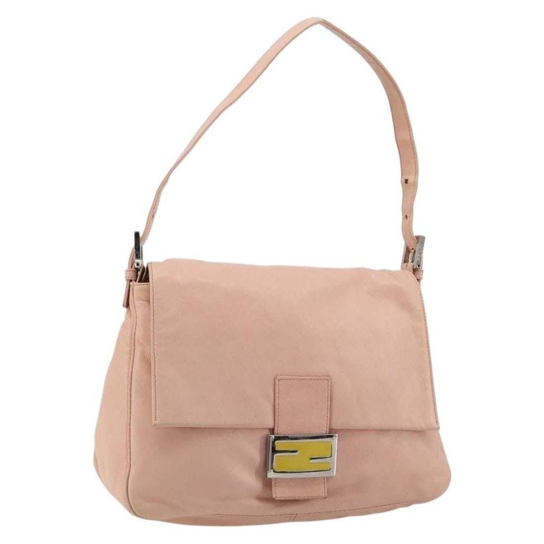 Fendi Mamma Baguette Pink Leather Shoulder Bag Silver Tone: Fendi Mamma Baguette Pink Leather Shoulder Bag Silver Tone Fendi Mamma Baguette shoulder bag in pink and silver leather, made in Italy. This pre-owned bag features a shoulder bag style and comes with 