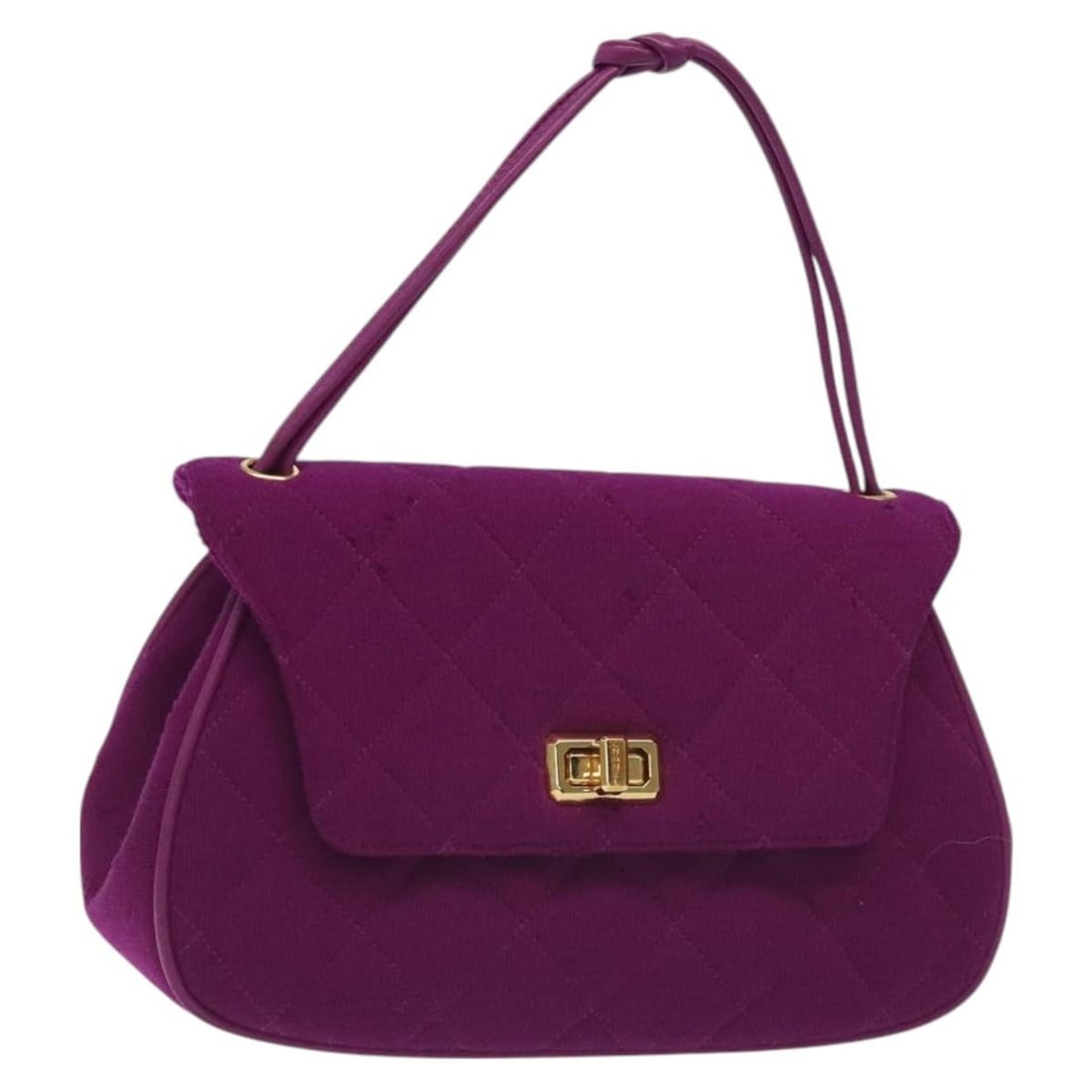 CHANEL Matelasse Cotton Handbag Purple Gold Tone CC Italy: CHANEL Matelasse Cotton Handbag Purple Gold Tone CC Italy A CHANEL Matelasse handbag in purple and gold, made from cotton and crafted in Italy. It comes with a Guarantee Card and features the listed s