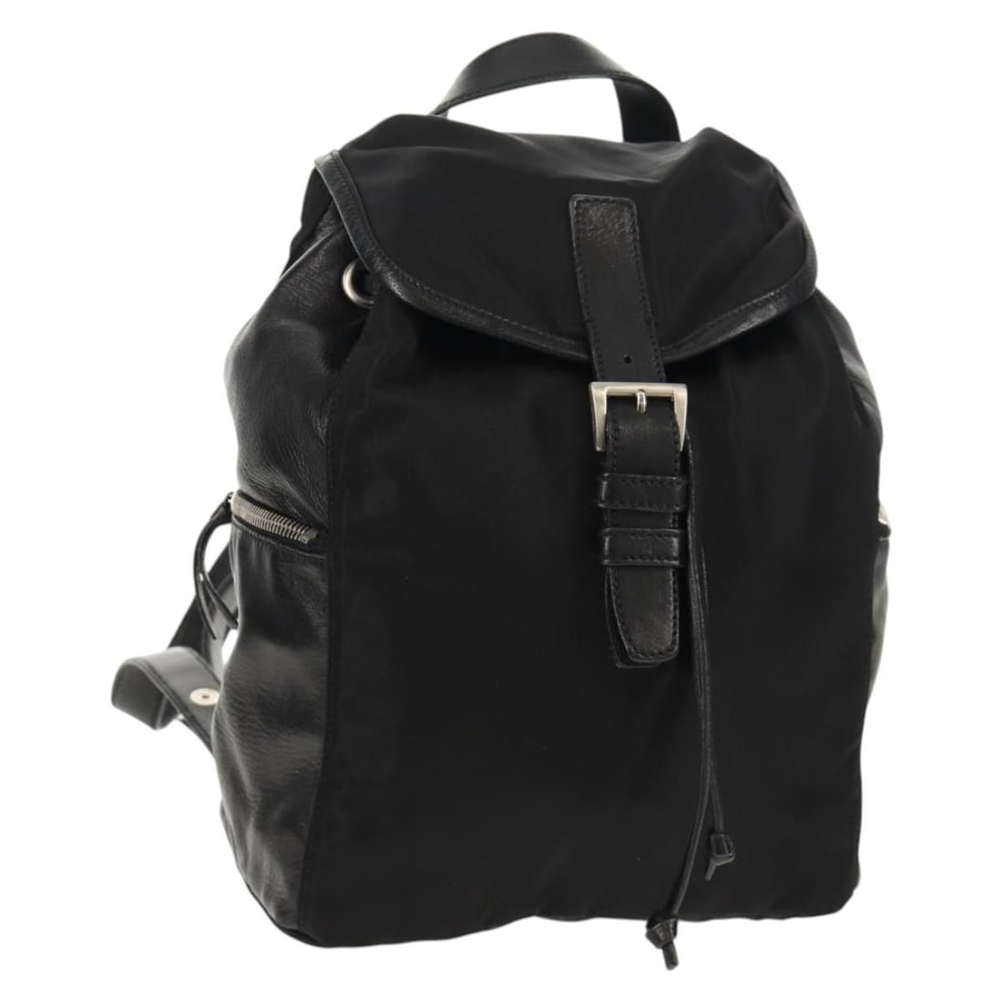 Authentic PRADA Black Nylon Leather Backpack 150778 Italy: Authentic PRADA Black Nylon Leather Backpack 150778 Italy This authentic PRADA Backpack combines sleek design with practical functionality. Crafted from durable nylon in a classic black and silver col