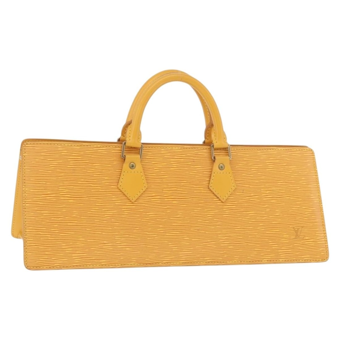 Louis Vuitton M52099 Epi Leather Yellow Triangle Handbag: Louis Vuitton M52099 Epi Leather Yellow Triangle Handbag Louis Vuitton Sac Triangle hand bag in yellow Epi leather. Made in France, product no. M52099. The bag is described as heavily used with visibl