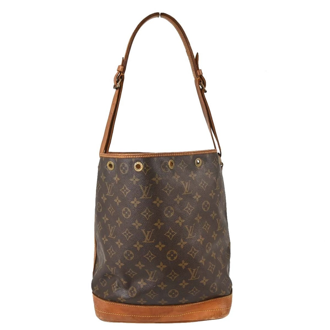 Louis Vuitton Noe Monogram Canvas Shoulder Bag M42224 Vintage: Louis Vuitton Noe Monogram Canvas Shoulder Bag M42224 Vintage Vintage Louis Vuitton Noe drawstring shoulder bag in Monogram canvas and leather, made in France. It features a shoulder strap, brown exte