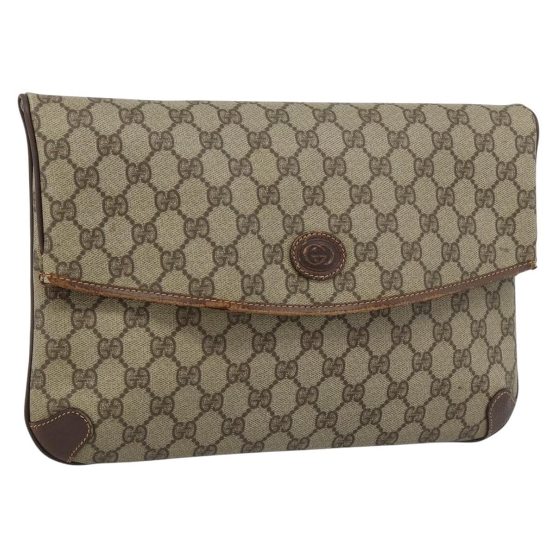 Gucci 004 39 6092 GG Supreme PVC Clutch Beige Gold: Gucci 004 39 6092 GG Supreme PVC Clutch Beige Gold Gucci GG Supreme clutch bag in beige and gold PVC leather with GG canvas. Made in Italy, this women's clutch has a slim profile and includes only the