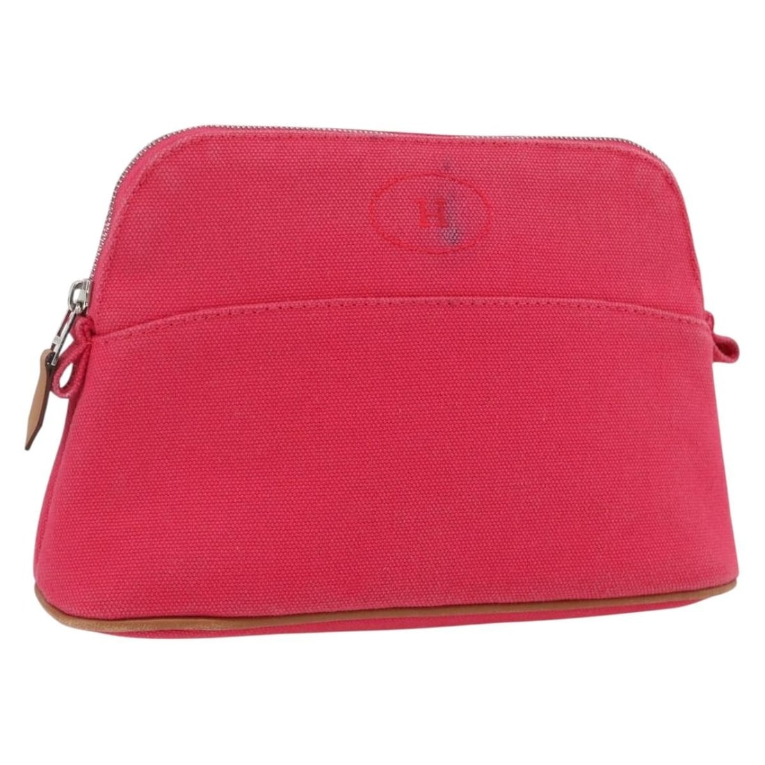 Red Canvas Bolide MM Pouch by Hermes Silver Accents: Red Canvas Bolide MM Pouch by Hermes Silver Accents This is a Hermes Bolide MM pouch crafted from red and silver canvas. Designed for women, this pouch is made in France and features a compact size su