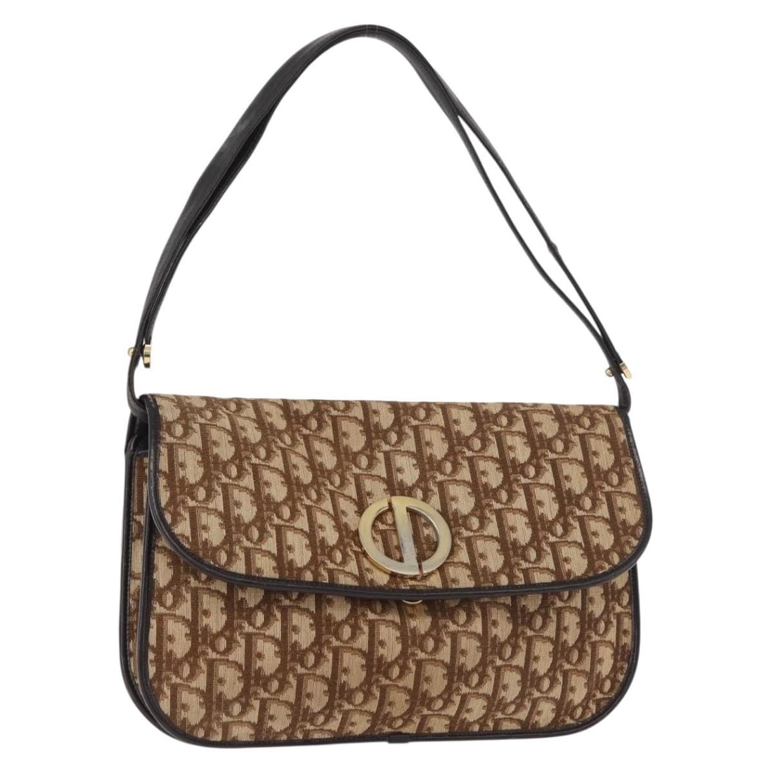 Christian Dior Trotter shoulder bag in beige canvas with gold tone trim: Christian Dior Trotter shoulder bag in beige canvas with gold tone trim A Christian Dior Trotter canvas shoulder bag in beige and gold, made in France. The bag measures approximately W29 x H18 x D3 cm