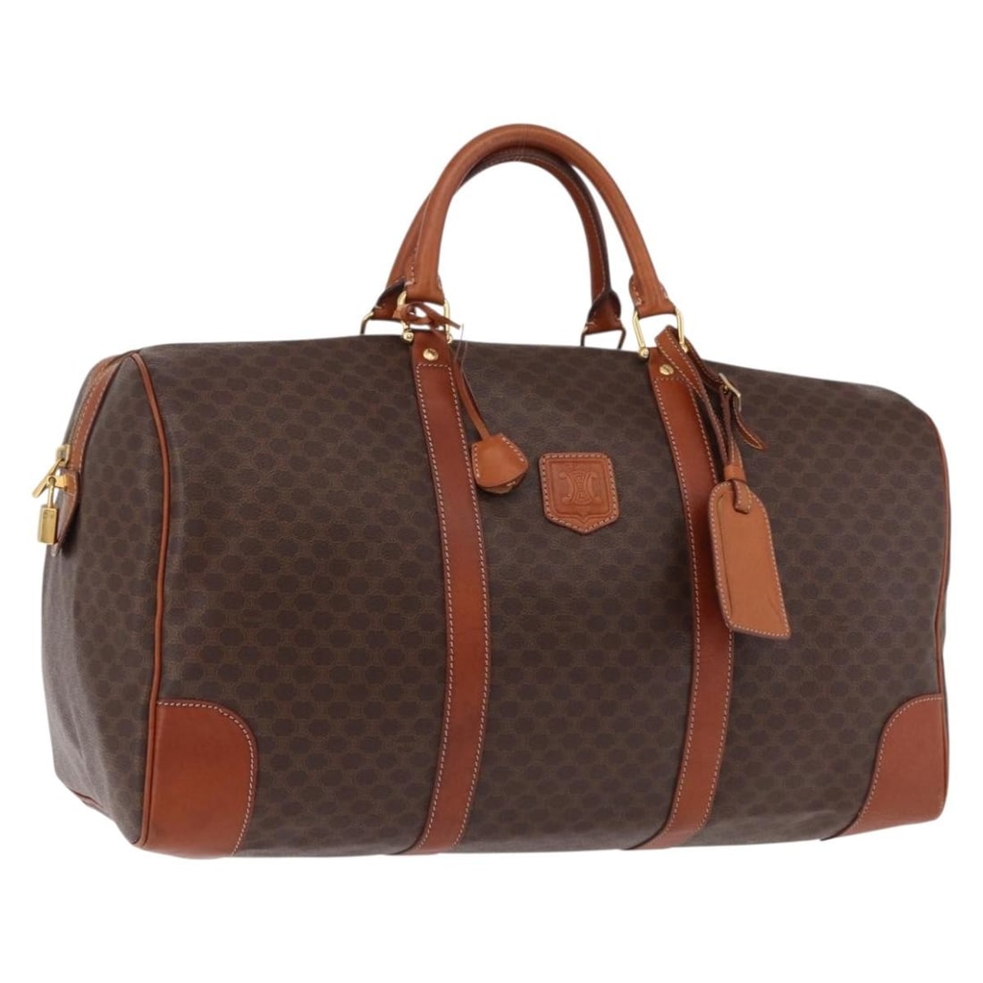Celine Macadam Boston Bag Brown PVC Leather with Padlock Key (1 of 18)
