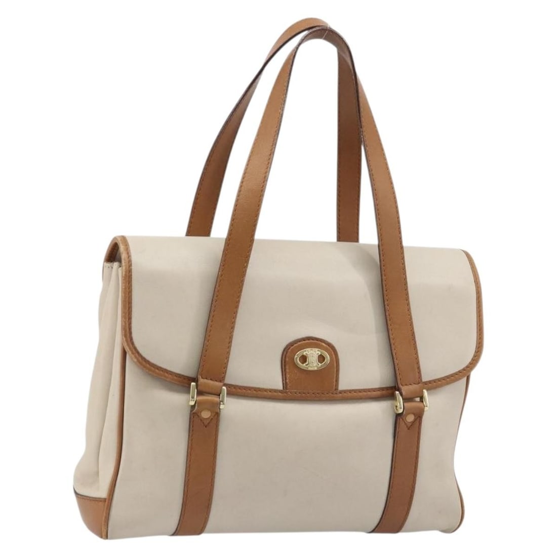 Celine White and Gold Leather Handbag for Women Made in Italy: Celine White and Gold Leather Handbag for Women Made in Italy This CELINE women's handbag features a white and gold leather exterior and is crafted in Italy. The bag has a structured silhouette with a