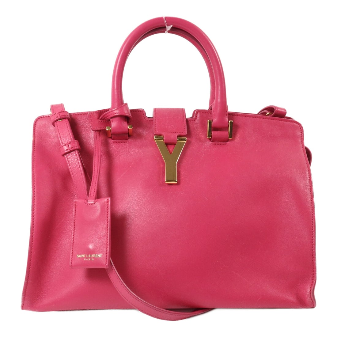 Saint Laurent Cabas Y 311210 Pink Calfskin 2way Shoulder Bag: Saint Laurent Cabas Y 311210 Pink Calfskin 2way Shoulder Bag This SAINT LAURENT Cabas Y 2-way shoulder bag is crafted in pink calfskin (cowhide) and features a versatile carry design with both top han