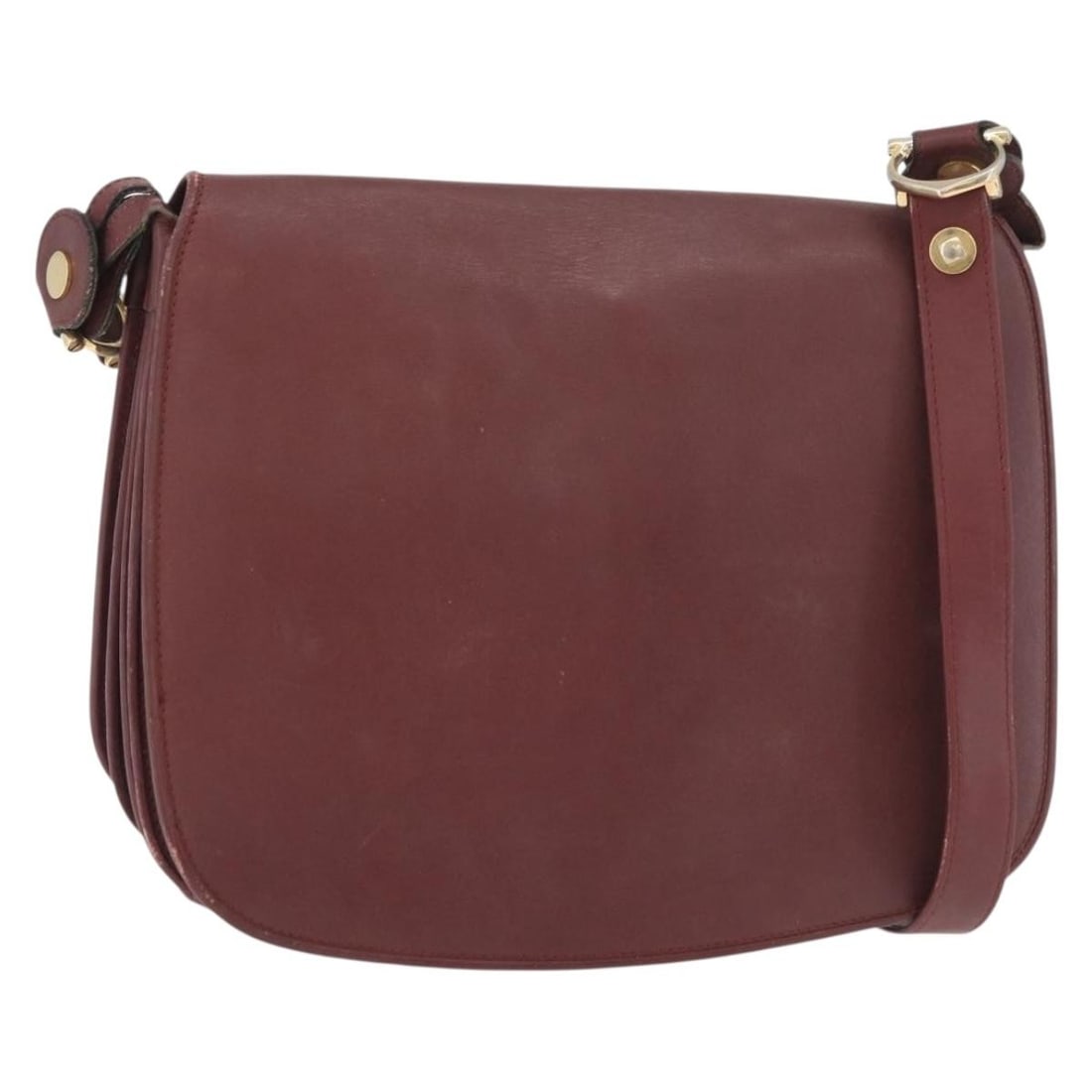 Cartier Must Line Bordeaux Leather Shoulder Bag Gold Tone: Cartier Must Line Bordeaux Leather Shoulder Bag Gold Tone This Cartier Must Line shoulder bag features a bordeaux leather exterior with gold-tone accents. Designed for women, the bag offers a classic 
