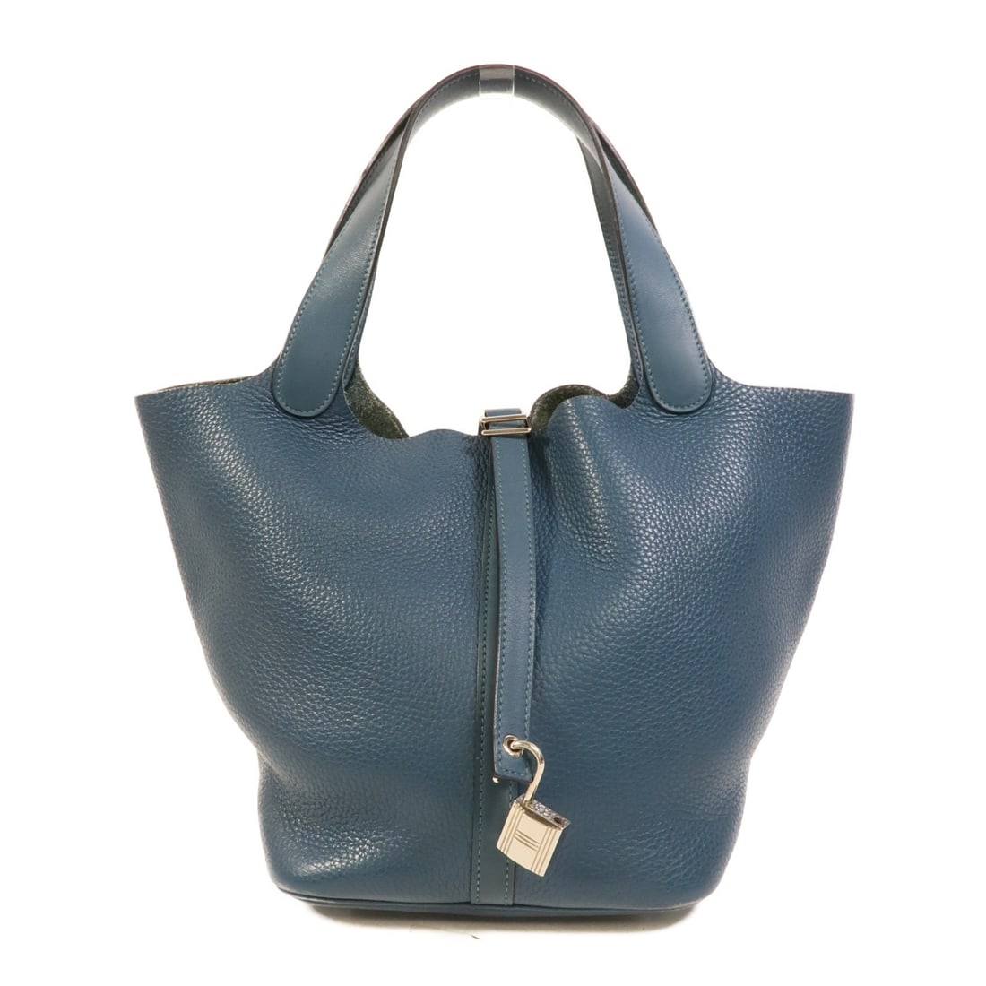 Hermes Picotin MM bucket tote Colvert Clemence leather PHW: Hermes Picotin MM bucket tote Colvert Clemence leather PHW Hermes Picotin MM hand bag/bucket tote bag in Taurillon Clemence and calfskin (cowhide), presented in Colvert x Blue x Colvert. It includes a