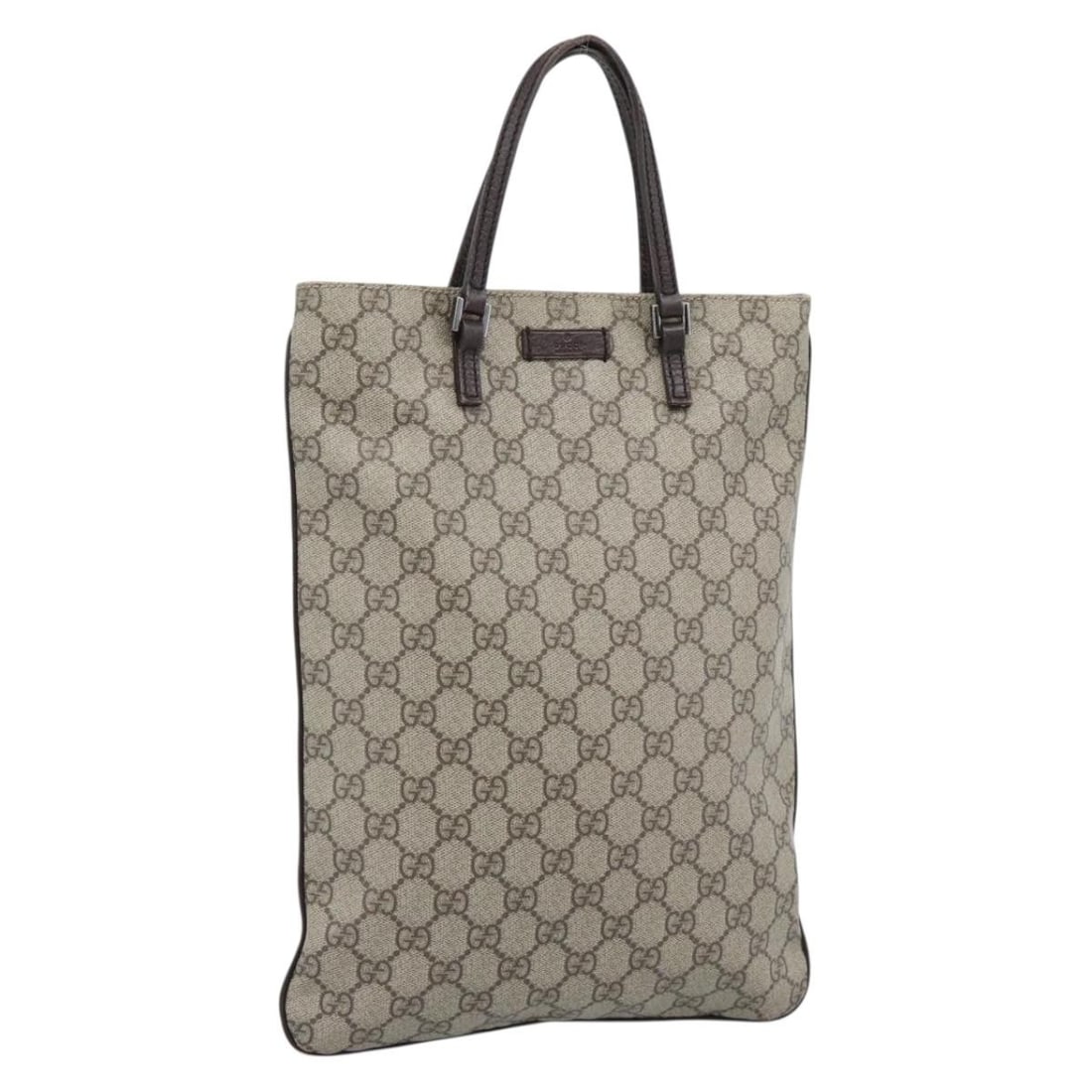 Gucci 117551 GG Supreme PVC Hand Bag Beige Silver: Gucci 117551 GG Supreme PVC Hand Bag Beige Silver Gucci GG Supreme handbag in beige and silver, made from PVC leather and GG canvas. It is a hand bag style made in Italy, with a handle drop of approxi