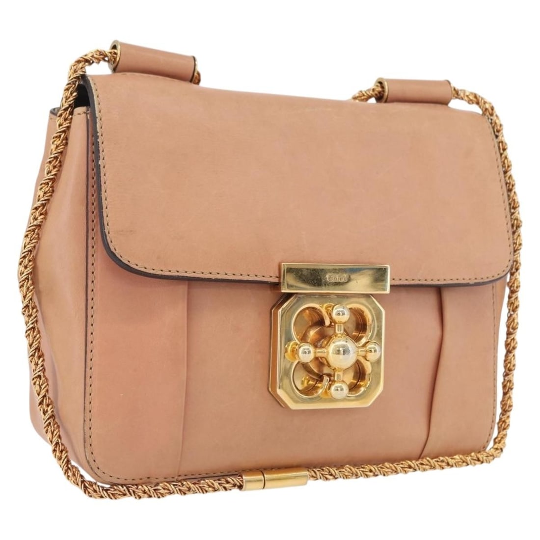 Chloe Elsie Pink Leather Chain Shoulder Bag Gold Hardware Italy: Chloe Elsie Pink Leather Chain Shoulder Bag Gold Hardware Italy This is a Chloe Elsie chain shoulder bag crafted from leather in a pink and gold colorway. Designed for women, the bag features a chain 