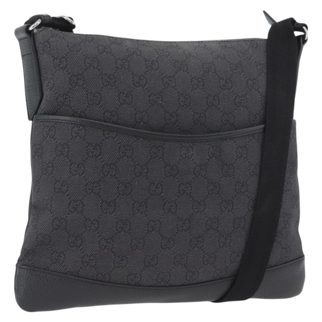 Gucci 374414 GG Canvas Shoulder Bag Black Silver: Gucci 374414 GG Canvas Shoulder Bag Black Silver This GUCCI shoulder bag is crafted from GG Canvas in black and silver, with a structured size of approximately 30 x 29 x 1 cm. It features a shoulder s