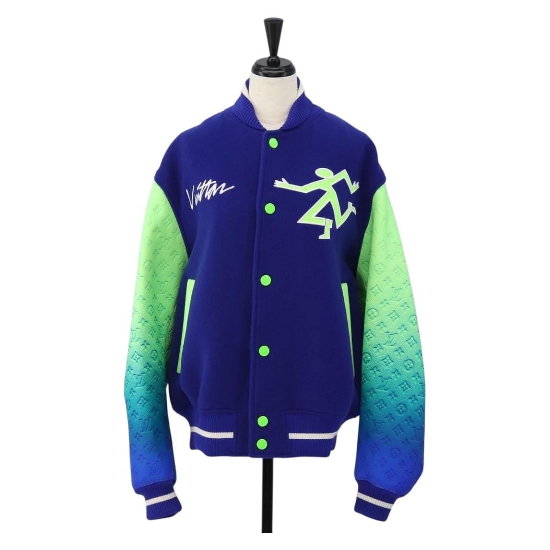Louis Vuitton 1A9UJR Clemence Illusion Gradient Jacket Blue Italy: Louis Vuitton 1A9UJR Clemence Illusion Gradient Jacket Blue Italy A Louis Vuitton jacket in blue Monogram Canvas, made in Italy. The item is identified as style 1A9UJR and comes with one hanger and a 