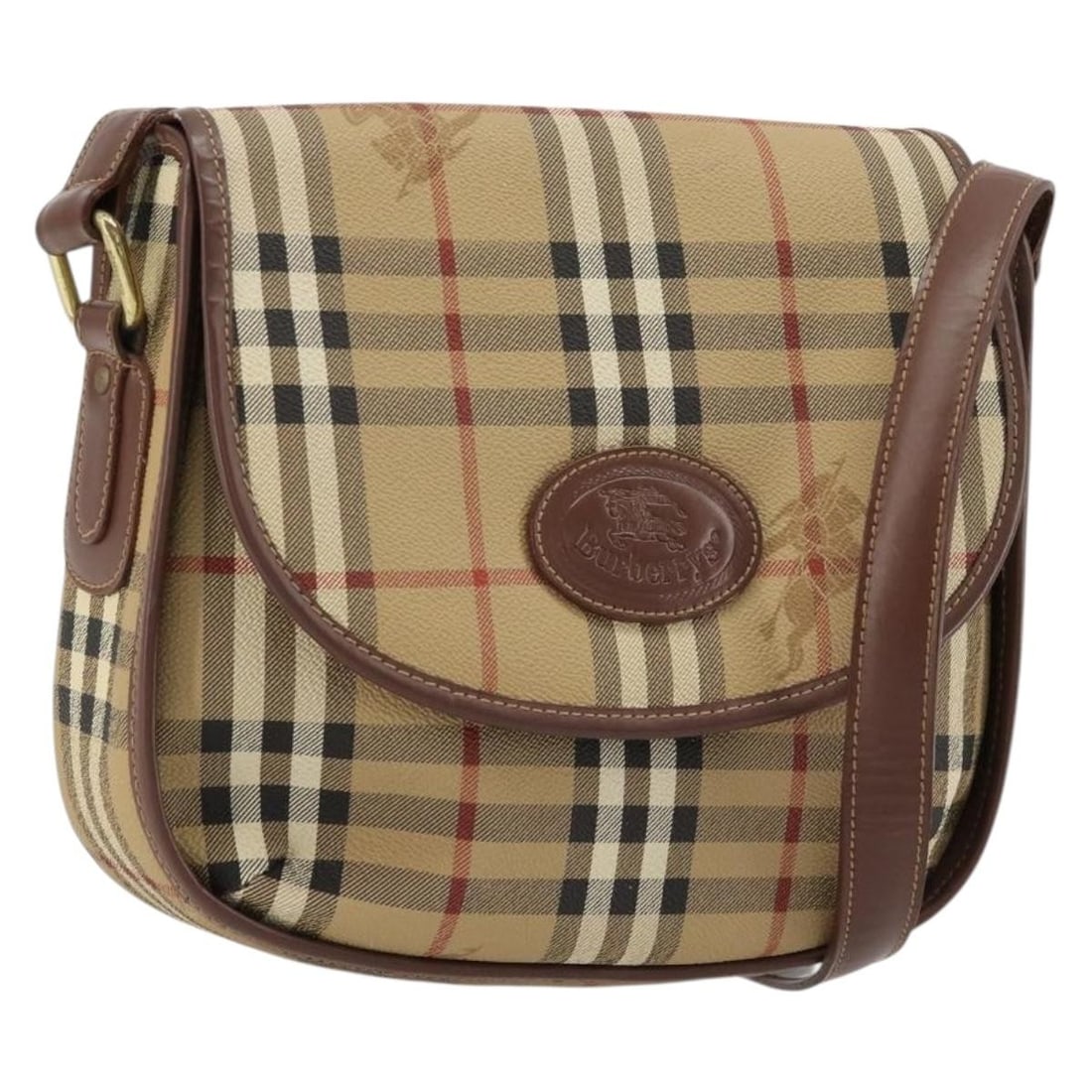 Burberrys Nova Check Beige Gold PVC Shoulder Bag Italy: Burberrys Nova Check Beige Gold PVC Shoulder Bag Italy This Burberrys Nova Check shoulder bag features a classic beige and gold color combination with the signature check pattern. Crafted from PVC lea