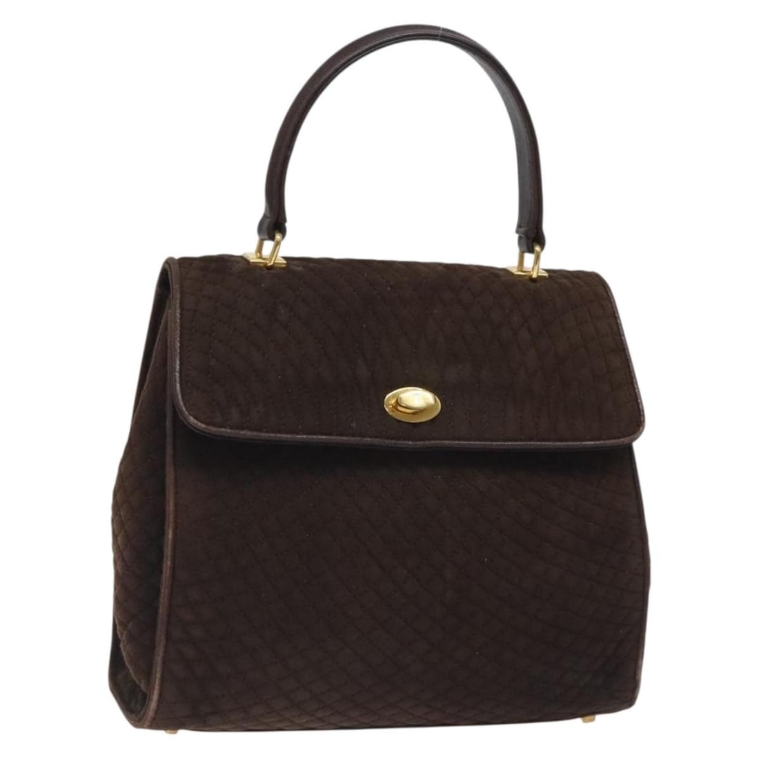 BALLY Brown Suede Womens Handbag Gold Tone Made in Italy: BALLY Brown Suede Womens Handbag Gold Tone Made in Italy BALLY women's hand bag in brown and gold suede, made in Italy. The bag measures approximately 10.2 x 8.7 x 2.4 inches (26 x 22 x 6 cm) with a h