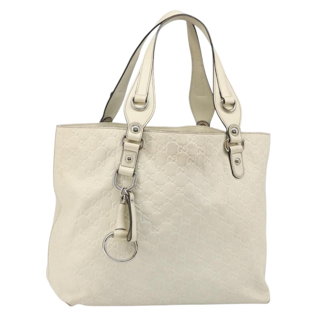 Gucci 229852 Guccissima GG Canvas Leather Handbag White Silver: Gucci 229852 Guccissima GG Canvas Leather Handbag White Silver Gucci GG Canvas Guccissima hand bag in white and silver, made in Italy. It features leather and GG canvas construction with a handle drop