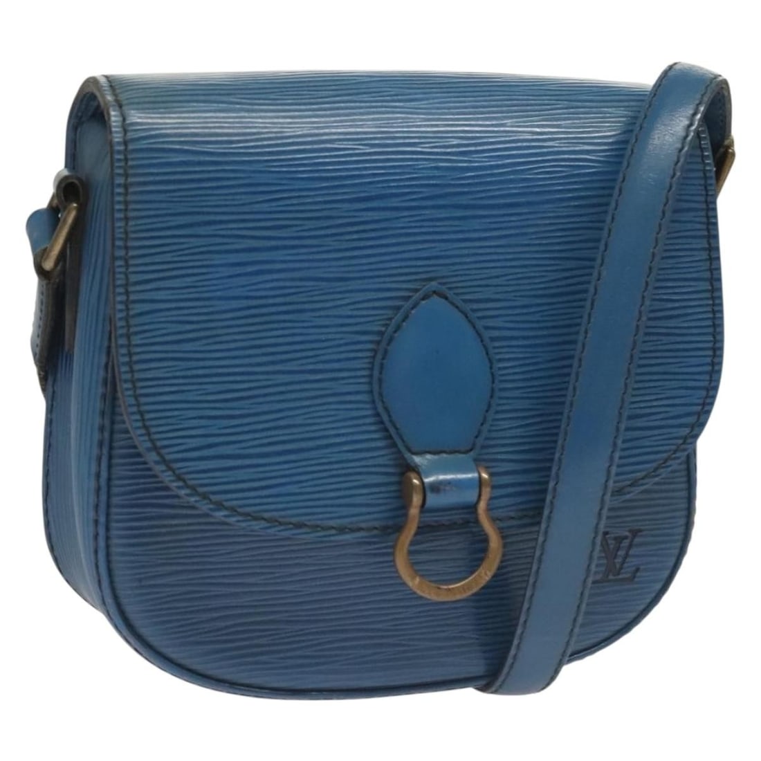 Louis Vuitton M52195 Saint Cloud PM Blue Epi Leather Shoulder Bag: Louis Vuitton M52195 Saint Cloud PM Blue Epi Leather Shoulder Bag Louis Vuitton Saint Cloud PM shoulder bag in blue Epi leather. This women's bag is made in France and shows heavy use, including rubbi