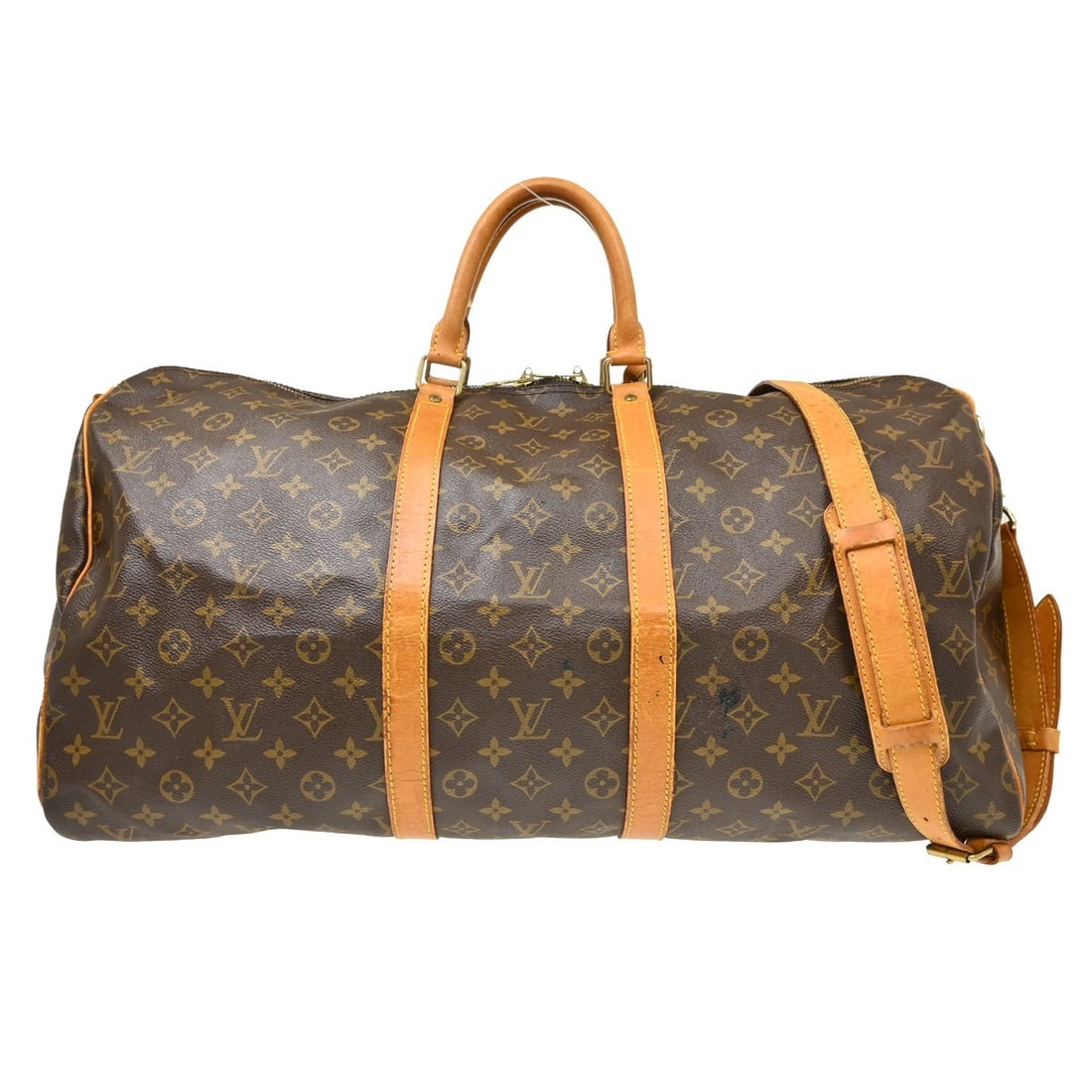 Louis Vuitton Keepall Bandouliere 55 Monogram Canvas Travel Duffle Bag M41414: Louis Vuitton Keepall Bandouliere 55 Monogram Canvas Travel Duffle Bag M41414 Louis Vuitton Keepall Bandouliere 55 travel handbag in Monogram canvas with leather details. It features a zip closure, do
