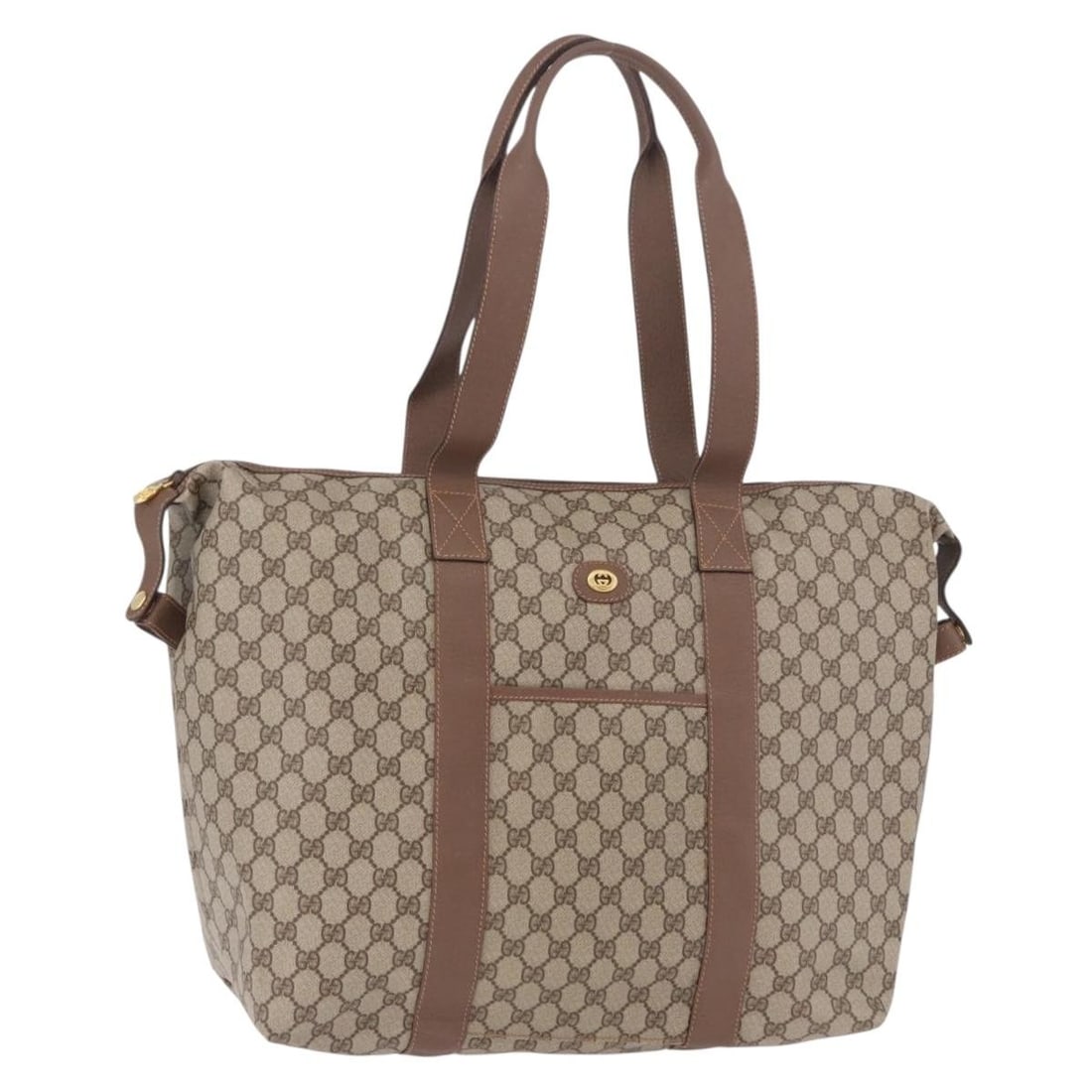 Gucci 012 1095 6080 GG Supreme PVC Leather Boston Bag Beige Gold: Gucci 012 1095 6080 GG Supreme PVC Leather Boston Bag Beige Gold A Gucci GG Supreme Boston bag in beige and gold, made from PVC leather and GG canvas. It is an Italy-made style with a beige/gold color