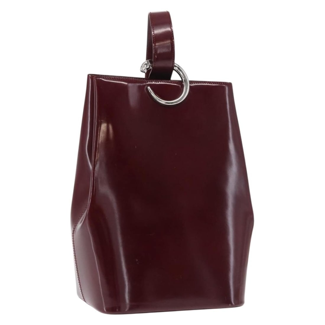 Cartier Bordeaux Leather Shoulder Bag with Gold Tone Accents: Cartier Bordeaux Leather Shoulder Bag with Gold Tone Accents This Cartier shoulder bag features a Bordeaux leather exterior with gold-tone accents. The bag offers a structured silhouette with an adjus