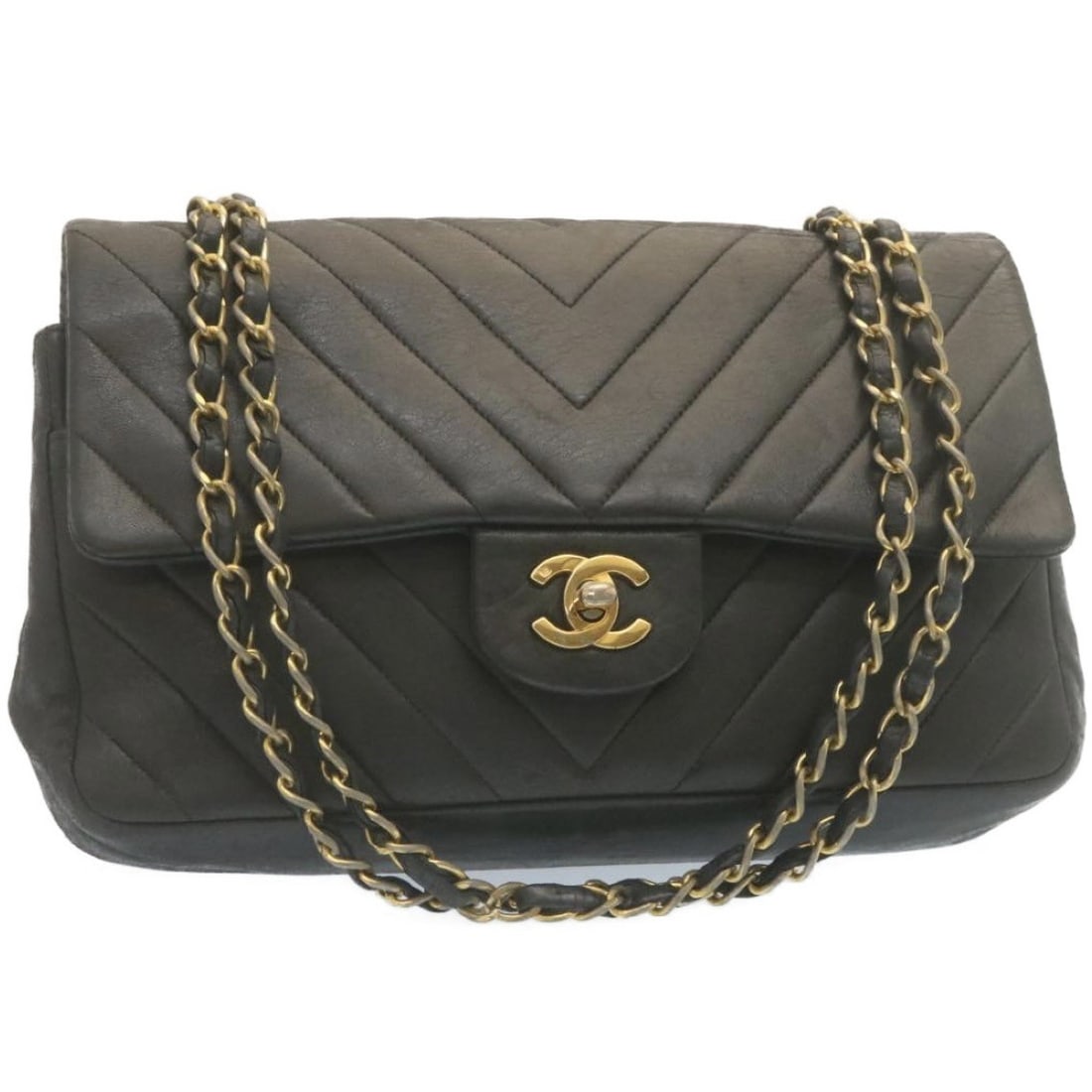 CHANEL Mademoiselle Black Lambskin Flap Shoulder Bag Turn Lock CC: CHANEL Mademoiselle Black Lambskin Flap Shoulder Bag Turn Lock CC CHANEL Mademoiselle Turn Lock Flap Shoulder Bag in black lamb skin leather, made in Italy. This women's shoulder bag measures approxim
