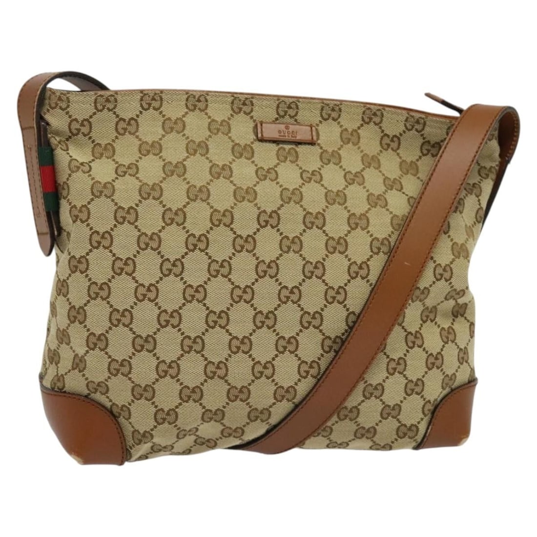 Gucci 337598 GG Canvas Shoulder Bag Web Stripe Beige Gold: Gucci 337598 GG Canvas Shoulder Bag Web Stripe Beige Gold GUCCI shoulder bag from the GG Canvas Web Sherry Line in beige and gold. It is made in Italy from GG Canvas and features a shoulder bag style 