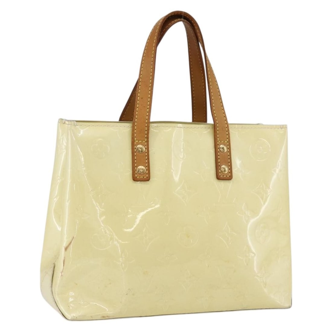 Louis Vuitton Reade PM Monogram Vernis Perle Patent Leather Handbag M91336: Louis Vuitton Reade PM Monogram Vernis Perle Patent Leather Handbag M91336 This Louis Vuitton Monogram Vernis Reade PM Hand Bag in Perle features a patent leather exterior in a soft pearl hue. Crafted