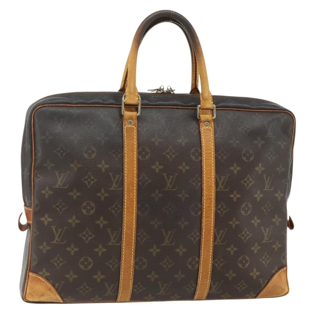 Louis Vuitton M53361 Porte Documents Voyage Monogram Briefcase: Louis Vuitton M53361 Porte Documents Voyage Monogram Briefcase Louis Vuitton Porte Documents Voyage business bag in Monogram canvas. This structured briefcase-style bag is made in France and shows hea