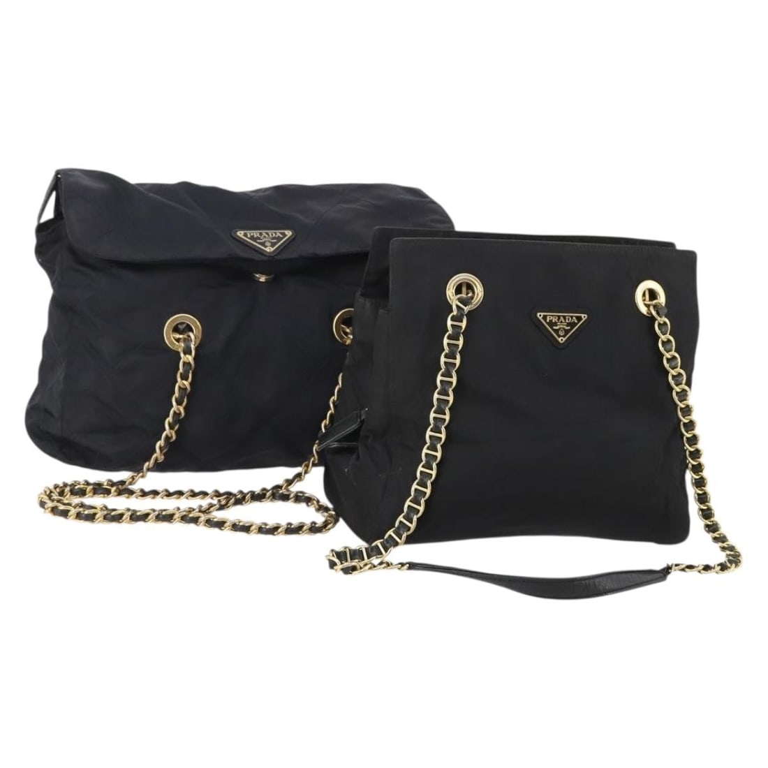 PRADA nylon chain tote bag 2-piece set navy black: PRADA nylon chain tote bag 2-piece set navy black PRADA chain tote bag set in nylon with a navy and black exterior, made in Italy. This listing is for the item shown in the photo only; no item box or 