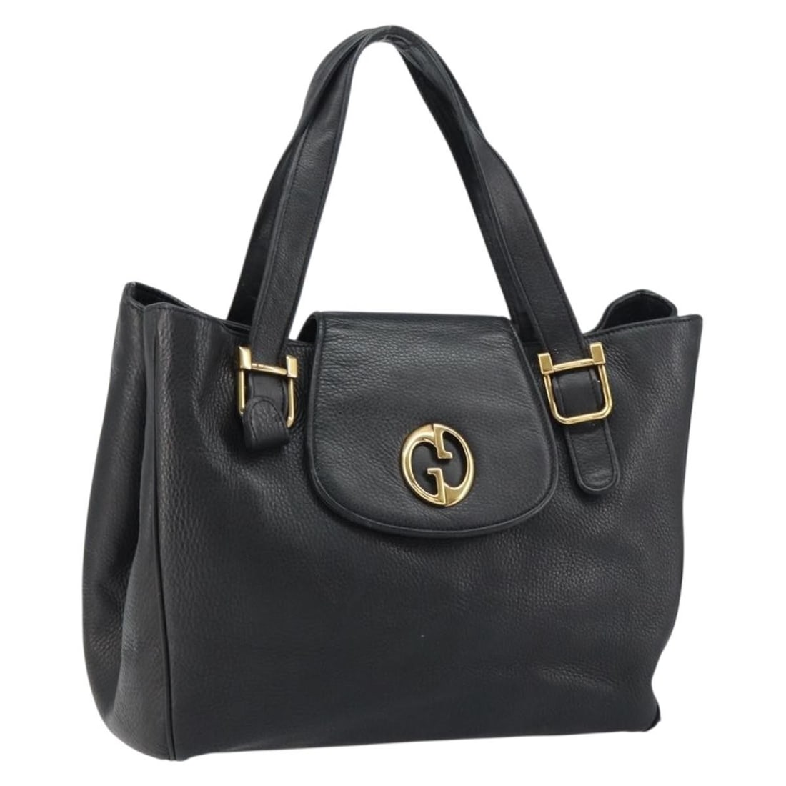 Gucci 251826 Black Leather Tote Bag Gold Tone Italy: Gucci 251826 Black Leather Tote Bag Gold Tone Italy Gucci black and gold leather tote bag made in Italy. The bag features a structured tote style with a handle drop of approximately 18 cm (7.1 inches)
