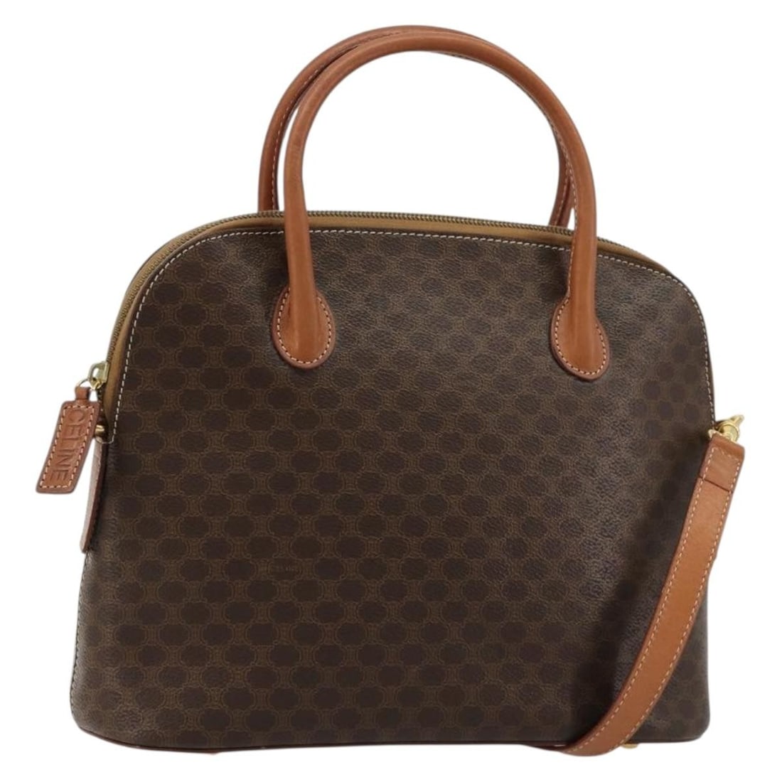 CELINE Macadam 2way Brown PVC Leather Handbag with Shoulder Strap (1 of 18)