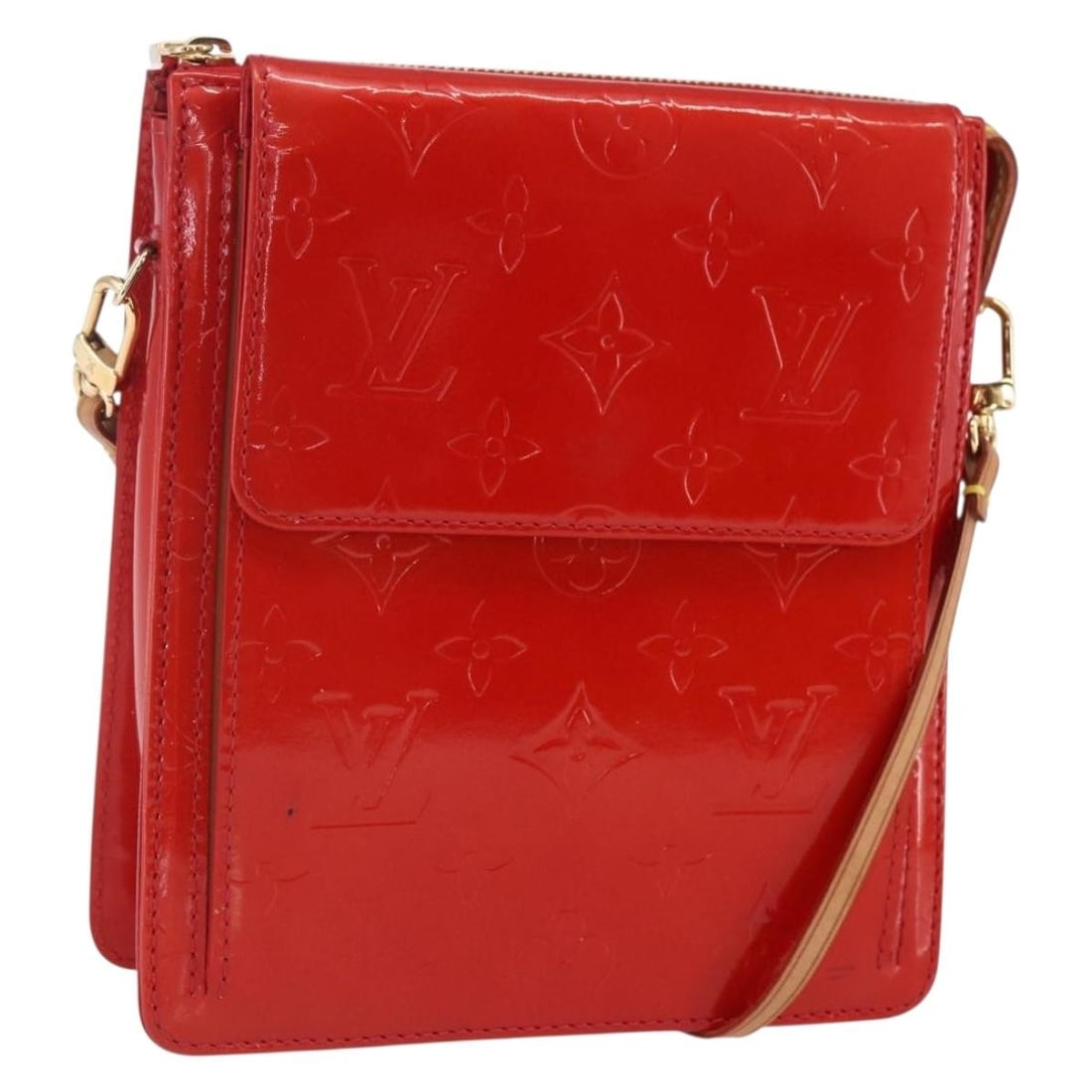 Louis Vuitton M91137 Motto Vernis Red Patent Leather Accessory Pouch: Louis Vuitton M91137 Motto Vernis Red Patent Leather Accessory Pouch A Louis Vuitton Monogram Vernis Motto Accessory Pouch in red patent leather, made in France. It features the stated model and produ