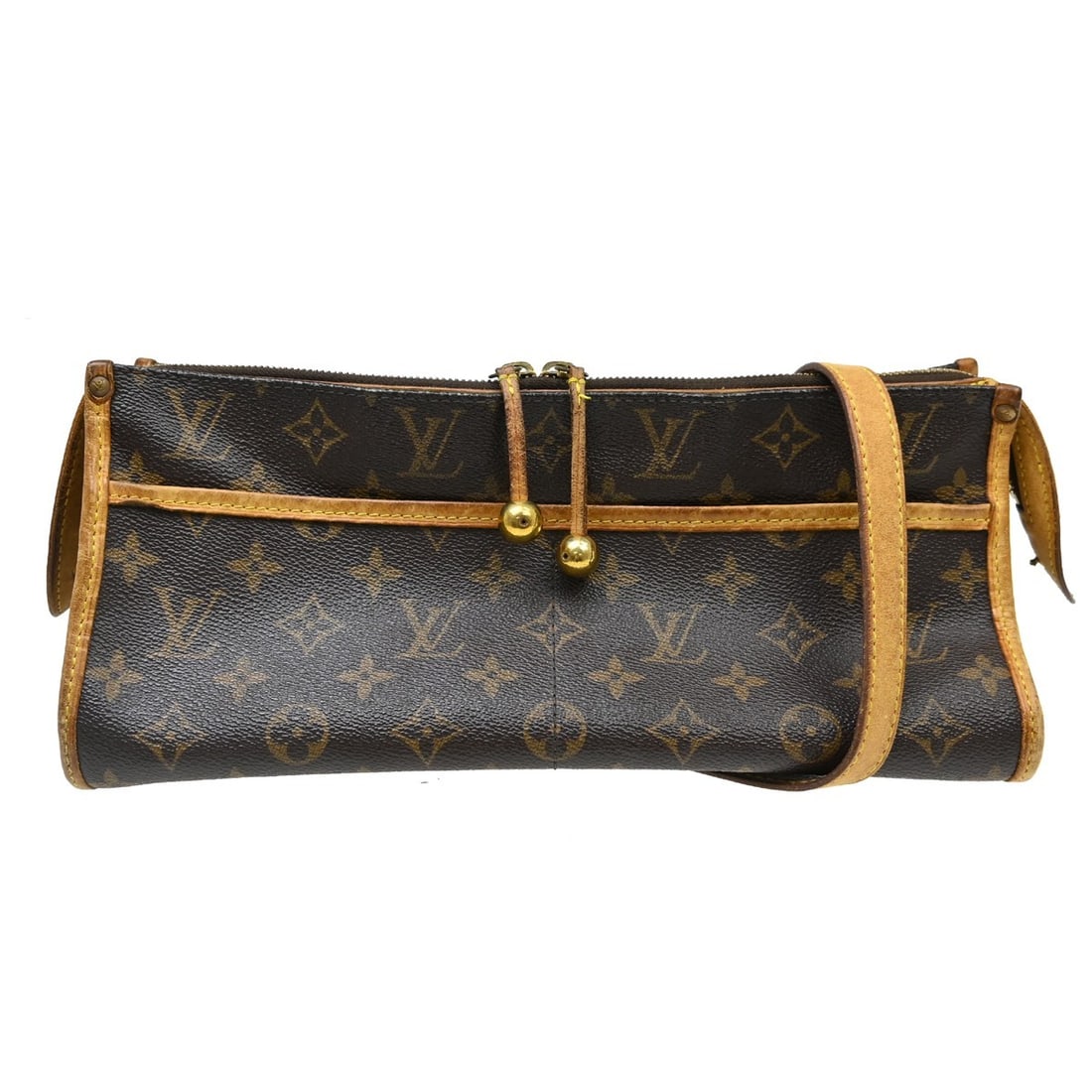 Louis Vuitton Popincourt Long Monogram Canvas Shoulder Bag M40008: Louis Vuitton Popincourt Long Monogram Canvas Shoulder Bag M40008 Vintage Louis Vuitton Popincourt Long shoulder bag in brown Monogram canvas with leather trim and gold-color hardware. This women's me
