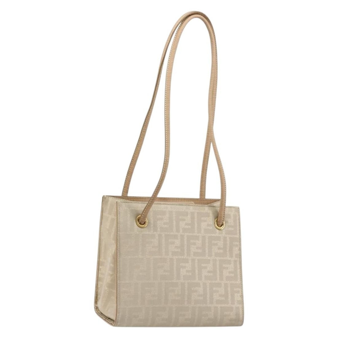 FENDI Beige Zucca Canvas Tote Handbag Made in Italy: FENDI Beige Zucca Canvas Tote Handbag Made in Italy Authentic Fendi tote bag in beige Zucca canvas. This women's bag is made in Italy and features a compact tote silhouette. Please note that only the 