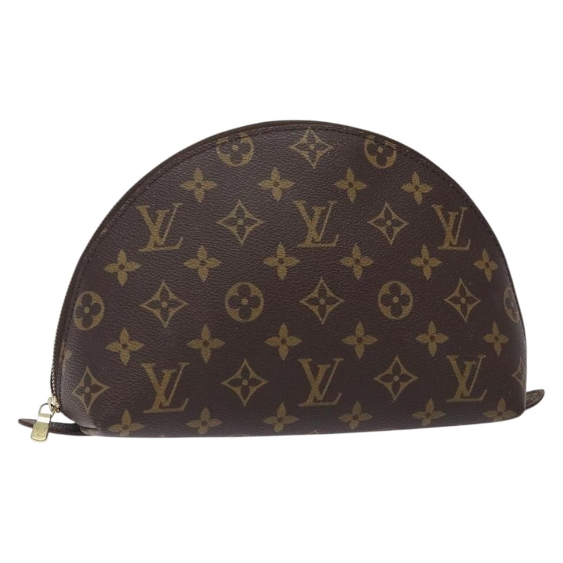 Louis Vuitton M47520 Monogram Canvas Cosmetic Pouch Trousse Demi Ronde: Louis Vuitton M47520 Monogram Canvas Cosmetic Pouch Trousse Demi Ronde Authentic Louis Vuitton Trousse Demi Ronde cosmetic pouch in Monogram canvas. This women's pouch was made in France and shows hea