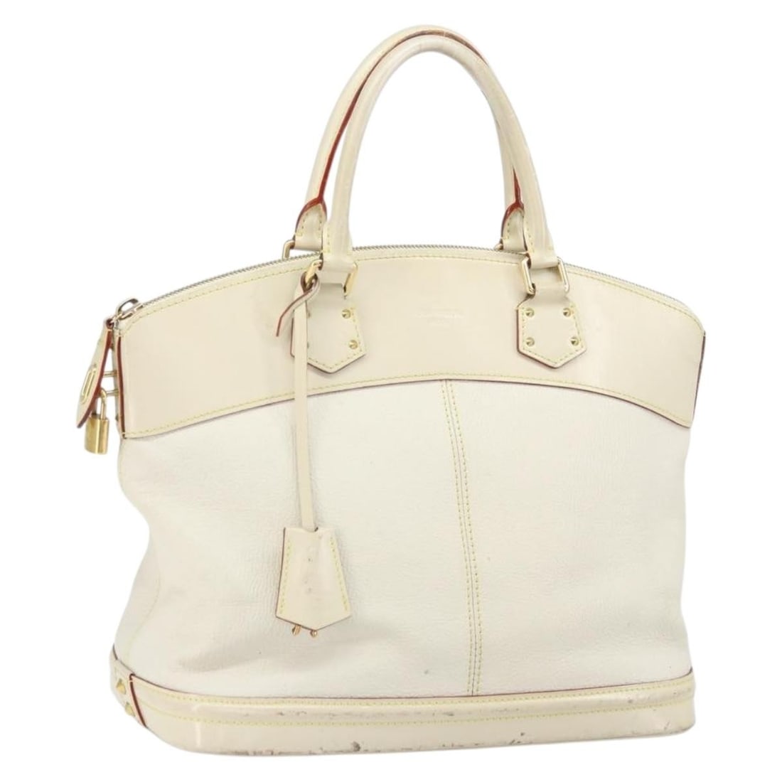 Louis Vuitton M91874 Suhari Lockit White Leather Hand Bag with Accessories: Louis Vuitton M91874 Suhari Lockit White Leather Hand Bag with Accessories This LOUIS VUITTON Suhari Lockit MM Hand Bag is a stylish and functional accessory crafted from high-quality leather in a pri