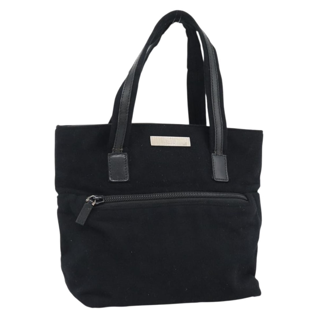 Gucci Cotton Black Silver Handbag 002 8079 Italy: Gucci Cotton Black Silver Handbag 002 8079 Italy This GUCCI handbag is crafted from black and silver cotton and features a compact, structured design. The bag is made in Italy and includes a handle wi