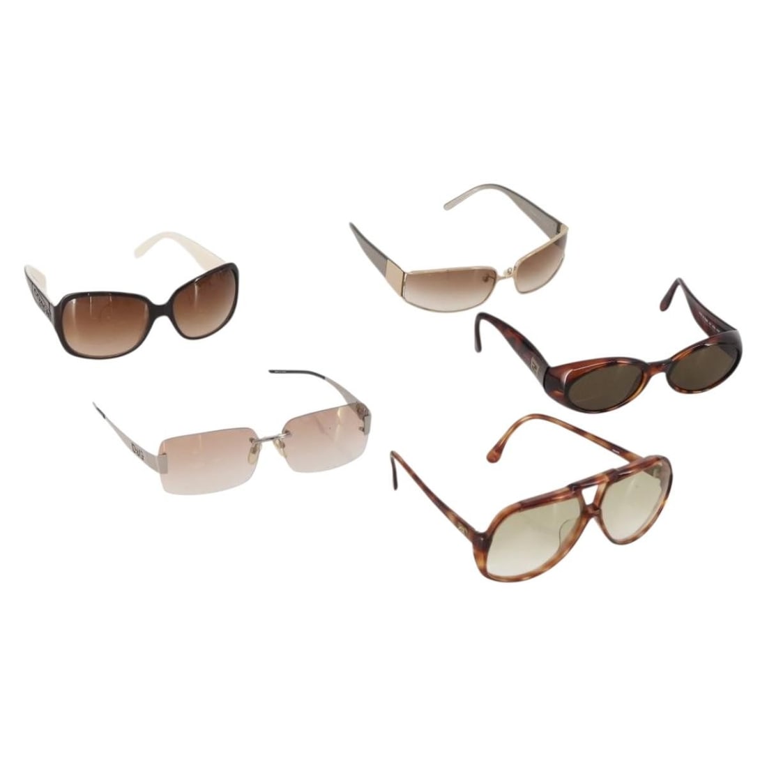 5 Piece Sunglasses Lot Dolce and Gabbana Brown Plastic with Case: 5 Piece Sunglasses Lot Dolce and Gabbana Brown Plastic with Case Brown Dolce&Gabbana sunglasses made of plastic, offered as a special set sale with a sunglass case included. The item shows surface rub