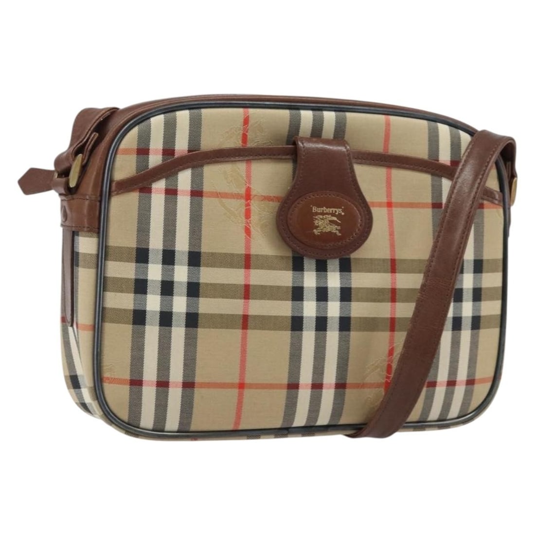 Burberrys Beige Canvas Nova Check Women's Shoulder Purse Gold Accents: Burberrys Beige Canvas Nova Check Women's Shoulder Purse Gold Accents This Burberrys Nova Check shoulder bag features a classic beige and gold canvas exterior. Designed for women, it offers a spacious