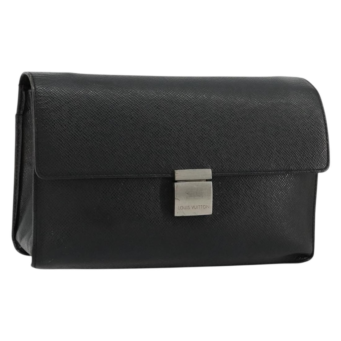 Louis Vuitton Selenga Taiga Leather Ardoise Clutch M30782: Louis Vuitton Selenga Taiga Leather Ardoise Clutch M30782 This Louis Vuitton Taiga Selenga clutch bag in Ardoise is crafted from Taiga leather and features a sleek, structured silhouette. Made in Spai
