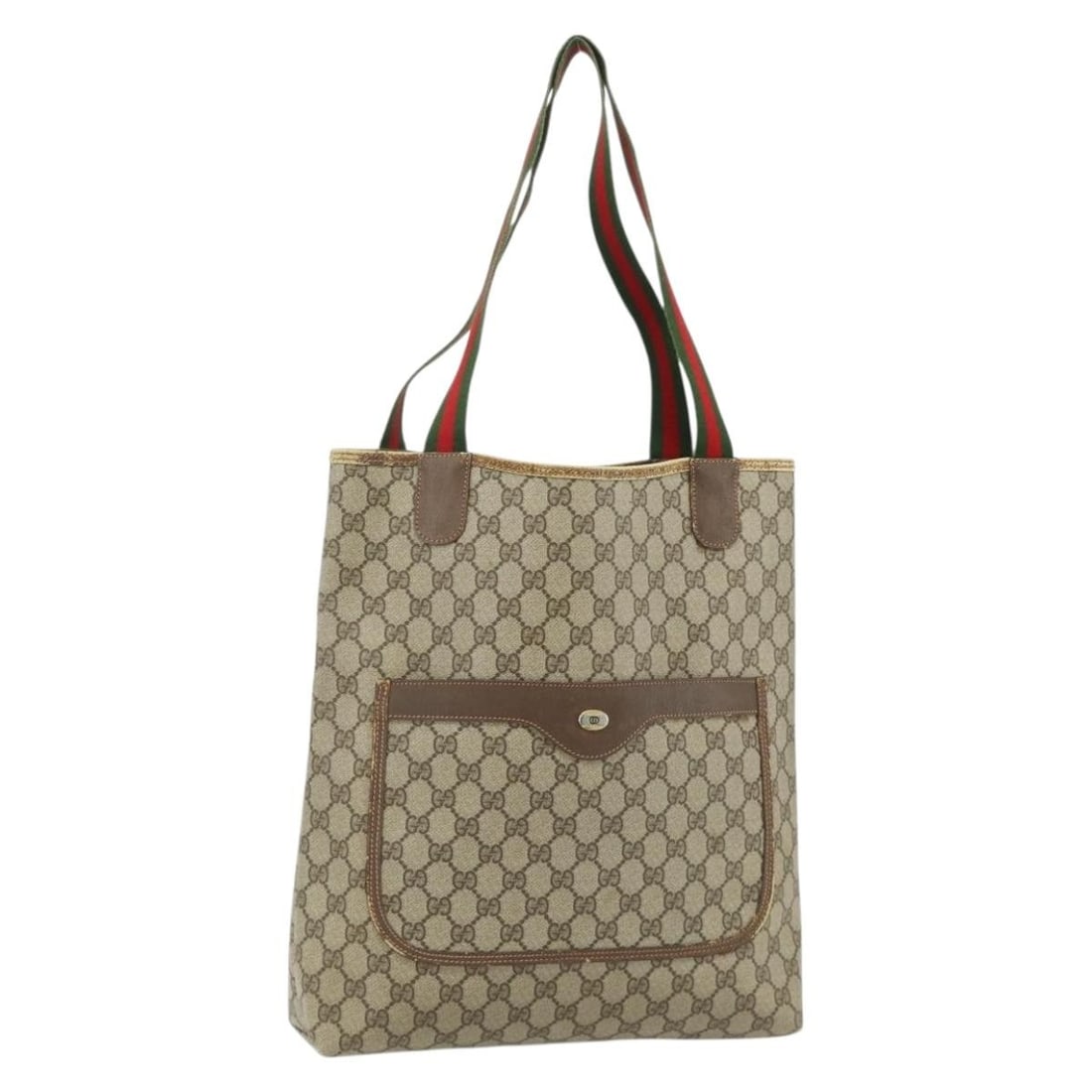 Gucci Sherry Line PVC Leather Tote Beige Red 39 02 003: Gucci Sherry Line PVC Leather Tote Beige Red 39 02 003 This GUCCI GG Supreme Web Sherry Line tote bag is crafted from durable beige and red PVC leather with GG canvas accents. Designed for women, it f